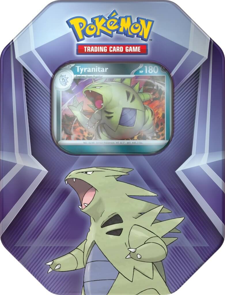 Triple Whammy Tin [Tyranitar] from Paradox Rift Pokémon card set